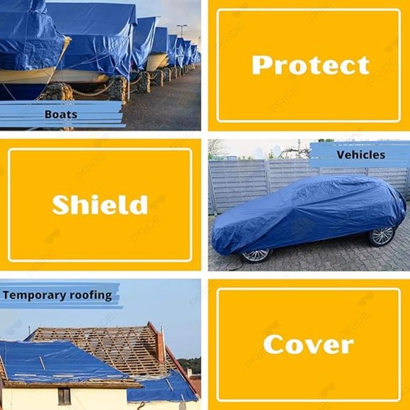 P-LINE Large Blue Tarp Cover –for Secured Tie-Down – 5mil Thick (10'x12') - Picture 5 of 6